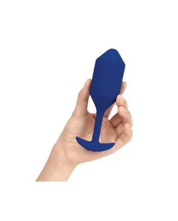 b-Vibe Vibrating Snug Plug 4 Rechargeable Weighted Silicone Anal Plug, Navy