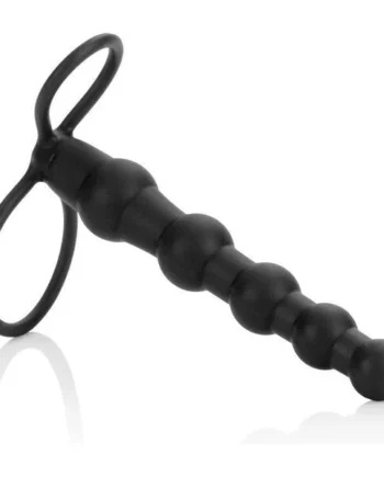 Calex beaded dual penetrator black silicone love rider sex toy anal plug