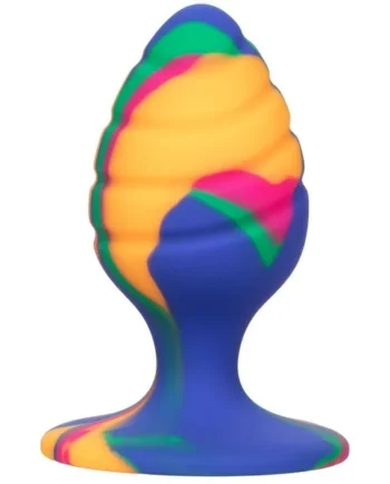 Calex cheeky medium swirl tie-dye anal plug sex toy stimulation anal plug silicone