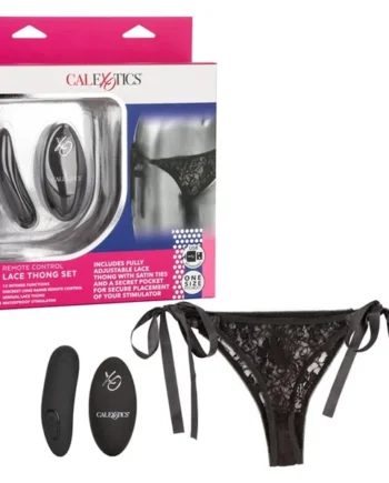 CalExotics Remote Control Lace Thong Set - Black