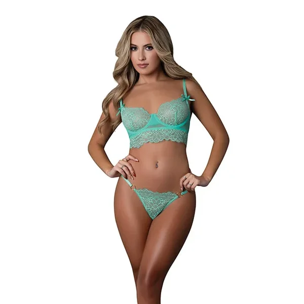 Caribbean Crush Demi Long Line Bra w/Thong & Removable Waist Flounce –