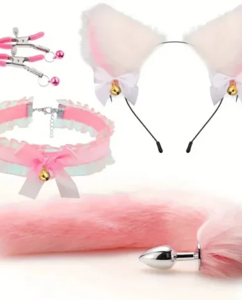 Cat Ears Headband Cute Fox Tail Plug Tail With Small Butt Plug Nipple Clamp