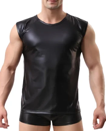 Cerise Wet Look Muscle T-Shirt