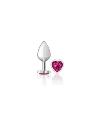 CHEEKY CHARMS HEART BRIGHT PINK MEDIUM SILVER PLUG