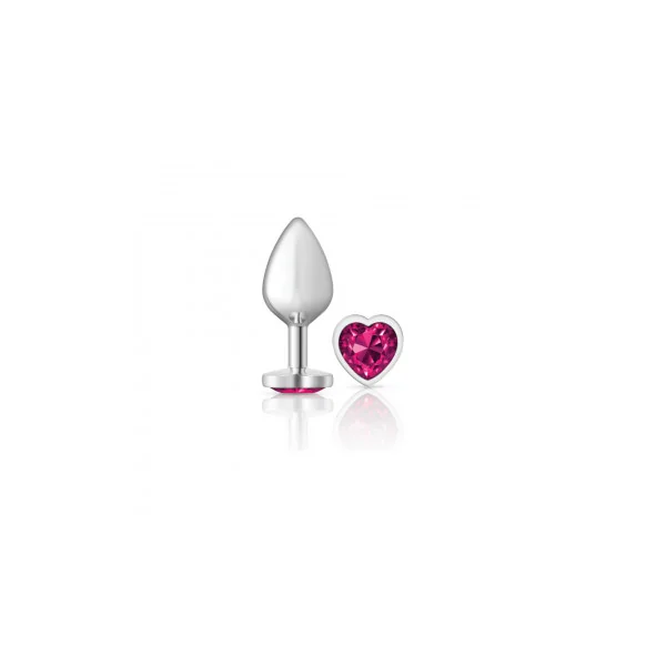 CHEEKY CHARMS HEART BRIGHT PINK MEDIUM SILVER PLUG