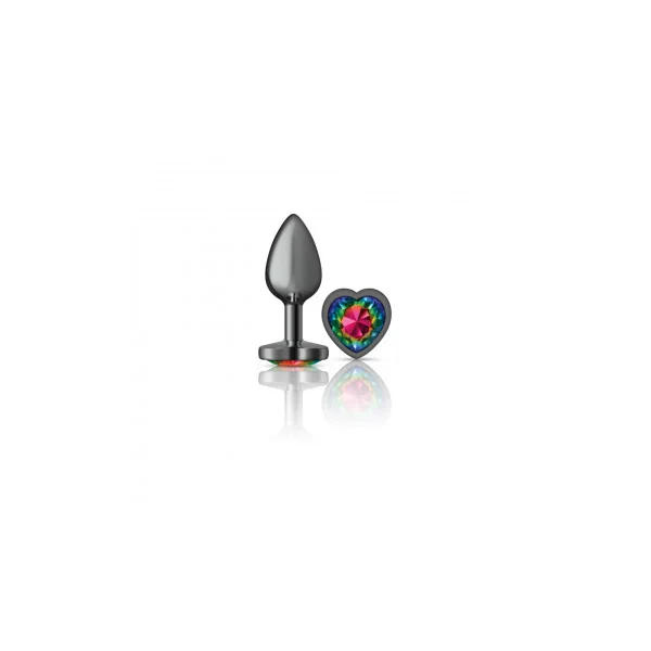 CHEEKY CHARMS HEART RAINBOW SMALL GUNMETAL BUTT PLUG