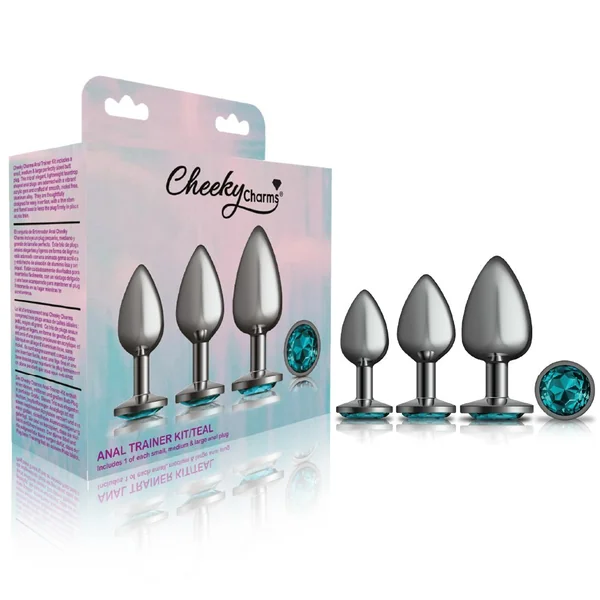 CHEEKY CHARMS METAL PLUG KIT GUNMETAL ROUND TEAL