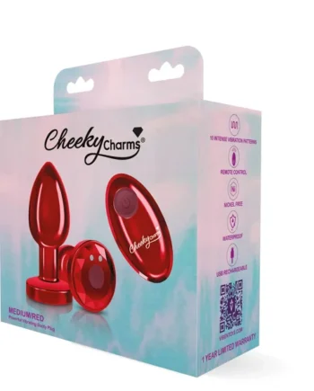 CHEEKY CHARMS VIBRATING METAL PLUG RED MEDIUM W/ REMOTE