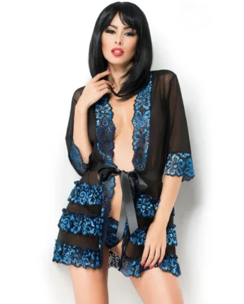 CHILIROSE - CR 3837 PEGNOIR BLUE & BLACK S/M