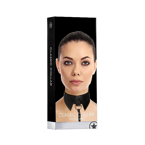 CLASSIC COLLAR W/LEASH BLACK