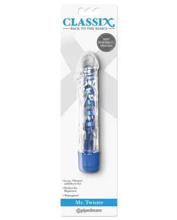 Classix Mr Twister Vibrator and Sleeve Set - Blue 6.5"