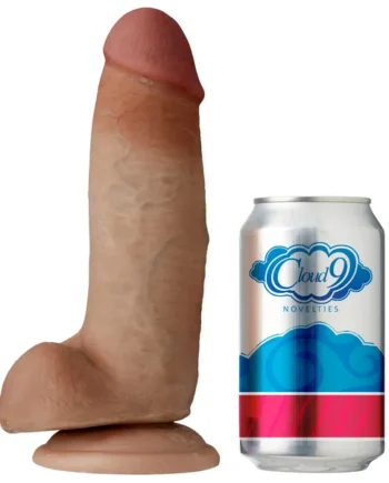 CLOUD 9 DUAL DENSITY DILDO TOUCH THICK W/ REALISTIC PAINTED VEINS & BALLS 8 IN W/