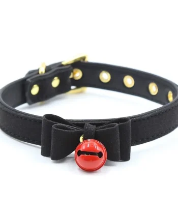 Collar with Bow and Rattle 44 cm Black/Red