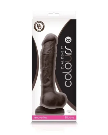Colours - Dual Density - 8" Dildo - Dark Brown