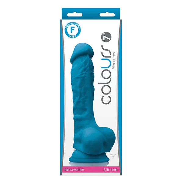 Colours Pleasures 7" Dong W-balls & Suction Cup - Blue