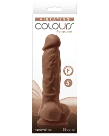 Colours Pleasures Vibrating Dildo - Brown 5"