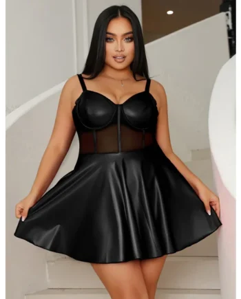 ComeOn Dear – Dress Wetlook Nightie Mesh – Black – Queen