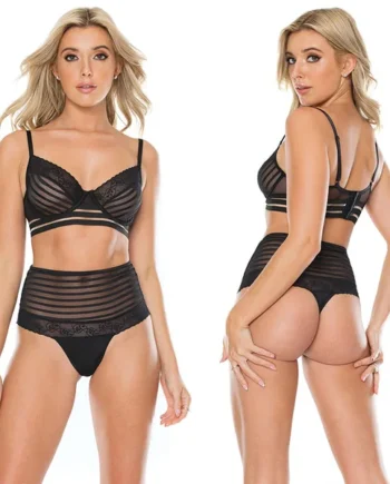 Coquette Bra & Thong Set - Black Large
