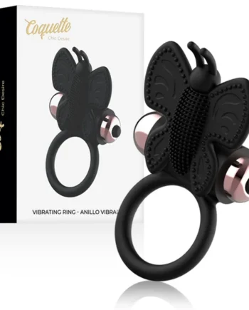COQUETTE CHIC DESIRE - COCK RING BUTTERFLY WITH VIBRATOR BLACK/ GOLD