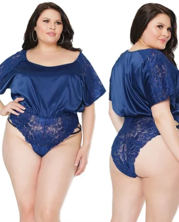 Coquette Satin Romper - Navy O/S X