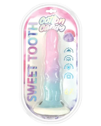 COTTON CANDY POWDER PUFF 6.5IN SILICONE DILDO