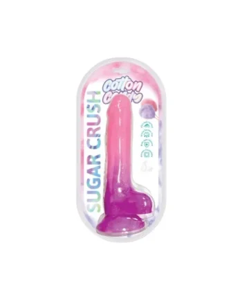 Cotton Candy Sugar Crush 6 Inch (Total Length) Silicone Dildo, Pink/Purple