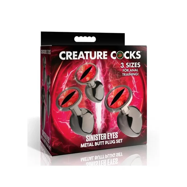 Creature Cocks Red Eye Metal Butt Plug Set (3 Piece)