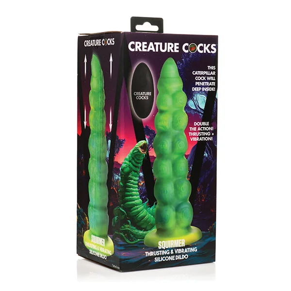 Creature Cocks Squirmer Thrusting & Vibrating Silicone Dildo w/Remote Control - Multi Color