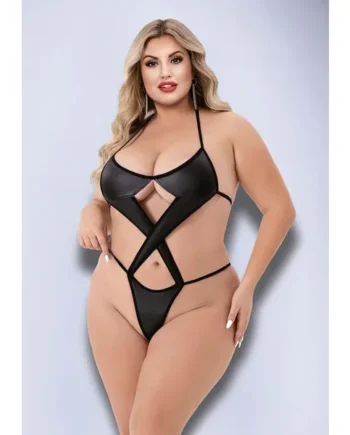 Criss Cross Wet Look Teddy Queen