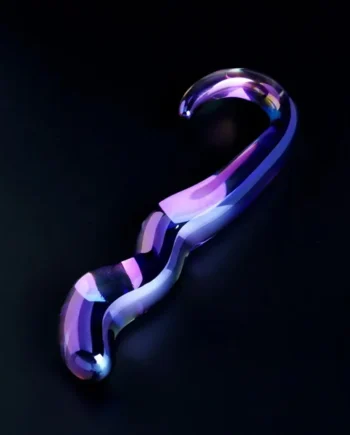 Cristal Blue Flame Curved Glass Dildo