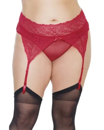 CROTCHLESS PANTY W/ ATTACHED GARTER MERLOT QUEEN O/S