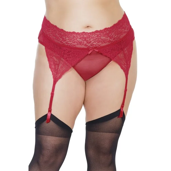 CROTCHLESS PANTY W/ ATTACHED GARTER MERLOT QUEEN O/S