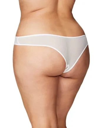 Crotchless Thong w/Pearls White 1X/2X