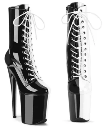 Cruella Deville Split Stiletto Boot – Black/White