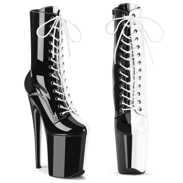 Cruella Deville Split Stiletto Boot – Black/White
