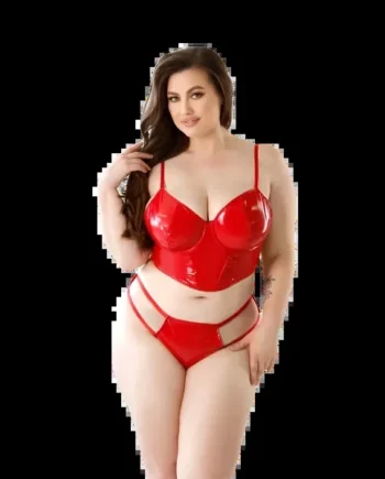 Curve Carmen Wetlook Cropped Bustier & Matching Cage Panty