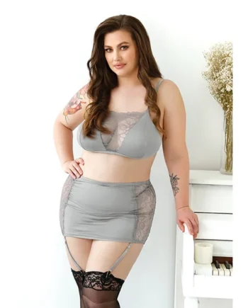 Curve Layne Bralette, Gartered Skirt and G-String Panty