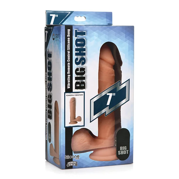 Curve Toys Big Shot 7 Inch Vibrating 21x Silicone Dildo W/balls & Remote - Light