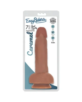Curve Toys Easy Riders 7 in. Dual Density Dildo with Balls & Suction Cup Tan