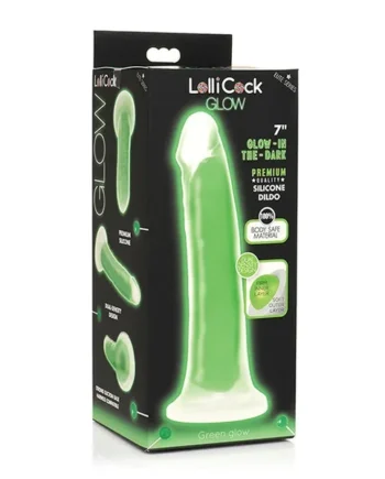 Curve Toys Lollicock 7″ Glow In The Dark Silicone Dildo – Green