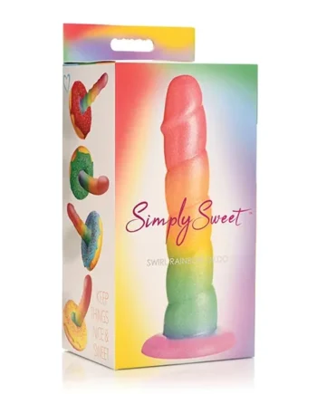 Curve Toys Simply Sweet 6.5″ Swirl Rainbow Dildo