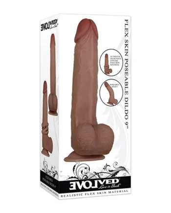 (D) EVOLVED FLEXASKIN 9IN POSE DILDO DARK