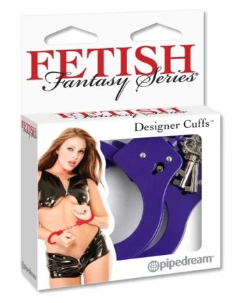 (D) FETISH FANTASY DESIGNER PU METAL HANDCUFFS