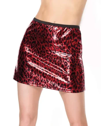 Darque Metallic Wet Look Skirt – Red/Black SM