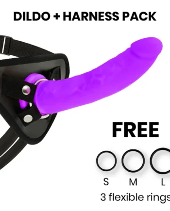 Delta club toys harness + medical silicone purple dildo 20 x 4 cm