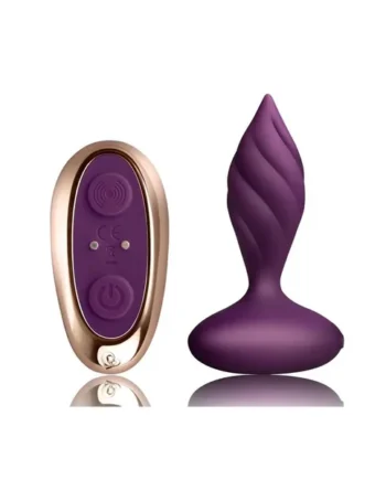 Desire Rechargeable Silicone Anal Plug with Remote Control – Purple/Rose Gold