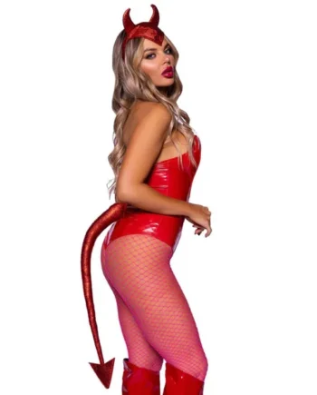 Devil Horns Headband and Tail Set - Red