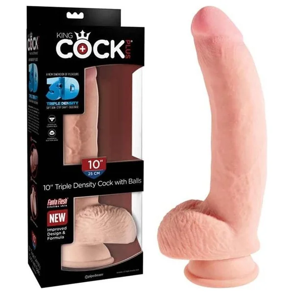 Dildo - King Cock Plus - 10 inches - With Triple Density Testicles