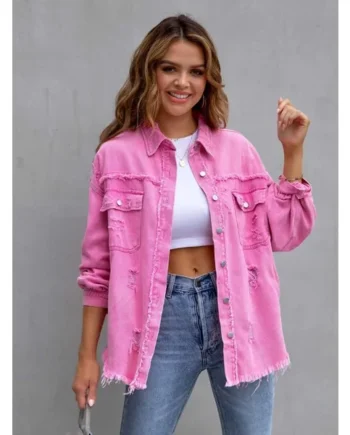 Distressed Drop Shoulder Denim Jacket