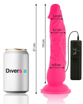 DIVERSIA - FLEXIBLE VIBRATING DILDO PINK 21 CM -O- 4.9 CM
